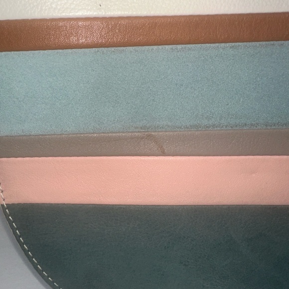 Fossil Hazel Leather Suede Crossbody Spring Stripe Multicolor Pink Blue White - Picture 12 of 16